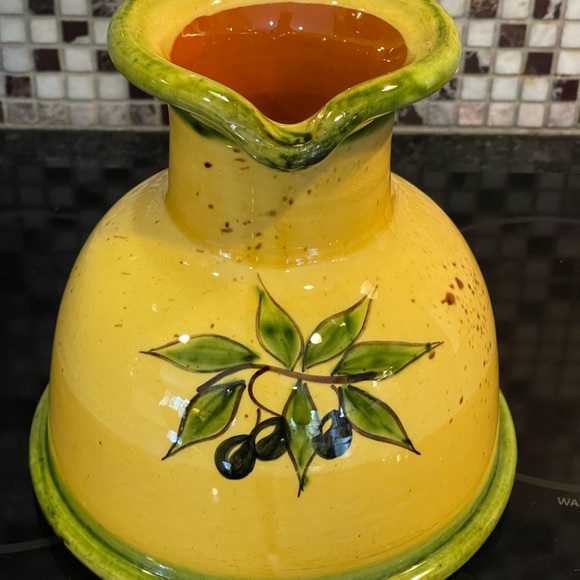 Bleu D Argile French Pottery Yellow & Bleu pitcher - Picture 3 of 10